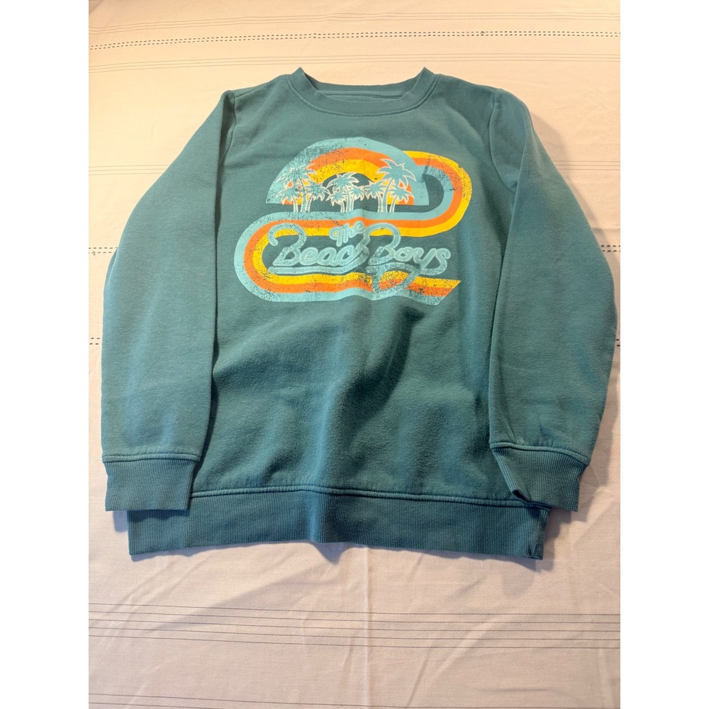 The Beach Boys Graphic Sweatshirt Teal Blue Retro‎ Palm Tree Crewneck Small